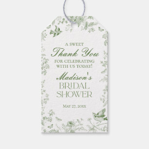 Etiquetas Para Regalos Recuerdos de Baby Shower Floral Verde Toile De Jou