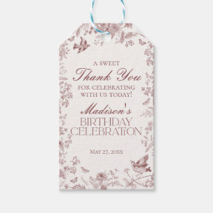 Etiquetas Para Regalos Recuerdos de cumpleaños florales Burgundy Toile De