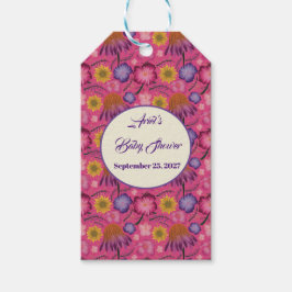 Etiquetas Para Regalos Recuerdos Lindos de Bebé Flor Silvestre Rosa para 