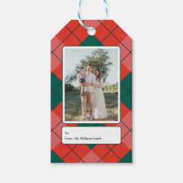 Etiquetas Para Regalos Red and Green Plaid Family Photo Holiday