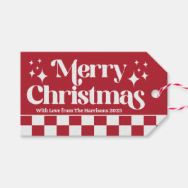 Etiquetas Para Regalos Red and White Retro Check Holiday