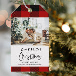 Etiquetas Para Regalos Red Buffalo Plaid & Our First Christmas<br><div class="desc">Red Buffalo Plaid & Our First Christmas</div>