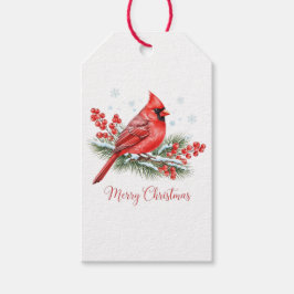 Etiquetas Para Regalos Red Cardinal Winter Berry Merry Christmas Tag