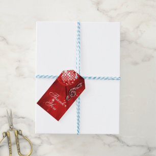 Etiquetas Para Regalos Red Disco Ball y Heels Quinceañera Cumpleaños