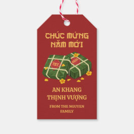 Etiquetas Para Regalos Red & Gold Banh Chung Ochna Vietnamese Tet 2026