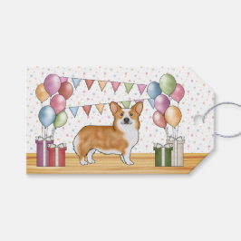 Etiquetas Para Regalos Red Pembroke Welsh Corgi Colorful Happy Birday