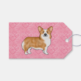 Etiquetas Para Regalos Red Pembroke Welsh Corgi Love Heart Pattern Pink