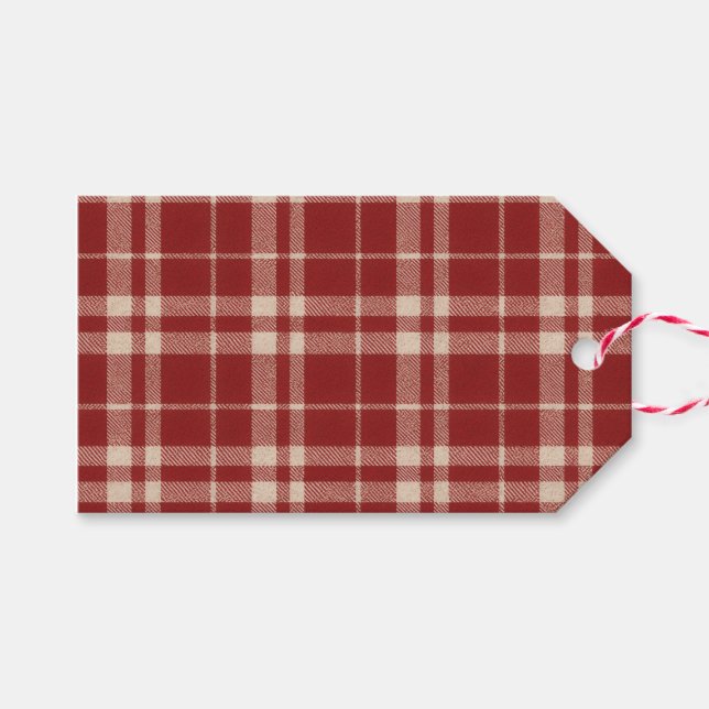 Etiquetas Para Regalos Red Plaid (Frente (Horizontal))
