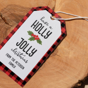 Etiquetas Para Regalos Red Plaid Tiene A Holly Jolly Navidades De Nombre