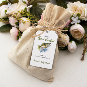 Etiquetas Para Regalos Reel emocionada pescador de peces gordos Baby Show