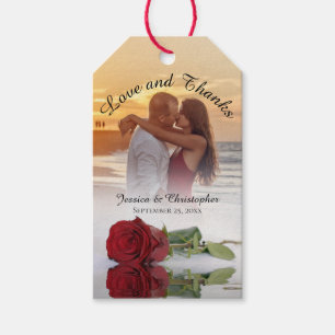 Etiquetas Para Regalos Reflejando amor Rosa y gracias Boda de fotos