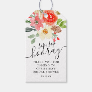 Etiquetas Para Regalos Regalo de ducha nupcial con flores de acuarela Sip