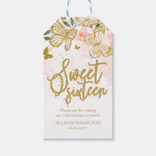 Etiquetas Para Regalos Regalo de Fiesta Quinceanera floral de mariposa ro