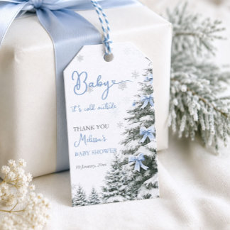 Etiquetas Para Regalos Regalo de lazo azul Bebé, hace frío afuera Ducha d