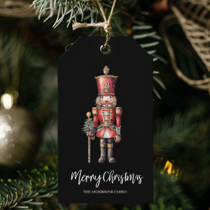 Etiquetas Para Regalos Regalo de Navidad Cascanueces Acuarela Negra