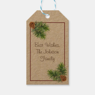 Etiquetas Para Regalos Regalo de Navidad Rústico de Cono de Pino Editable