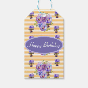 Etiquetas Para Regalos Regalo Shabby Pink Pansy Floral Fiesta Purple Stri
