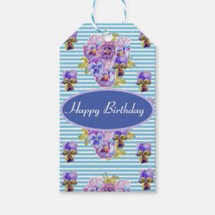 Etiquetas Para Regalos Regalo Shabby Pink Pansy Floral Fiesta Purple Stri
