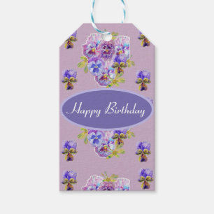 Etiquetas Para Regalos Regalo Shabby Pink Pansy Floral Fiesta Purple Stri