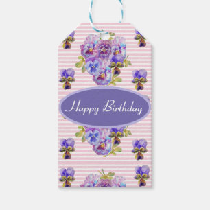 Etiquetas Para Regalos Regalo Shabby Pink Pansy Floral Fiesta Purple Stri