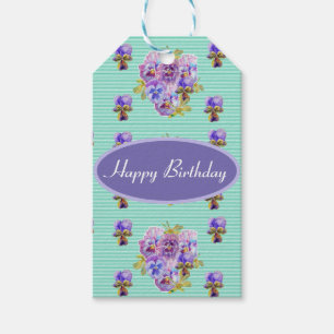 Etiquetas Para Regalos Regalo Shabby Pink Pansy Floral Fiesta Purple Stri