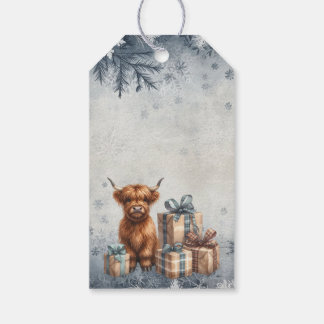 Etiquetas Para Regalos Regalos de Vaca de las Tierras Altas de Invierno A