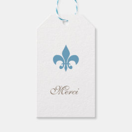 Etiquetas Para Regalos Regency French Blue Fleur de Lis Merci Boda