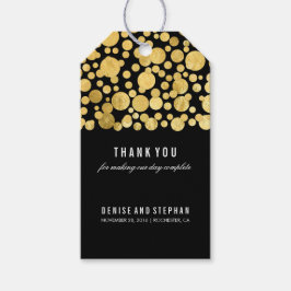 Etiquetas Para Regalos Relieve metalizado dorado Confetti Boda negro