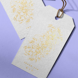 Etiquetas Para Regalos Relieve metalizado dorado Elegante Boda de Monogra