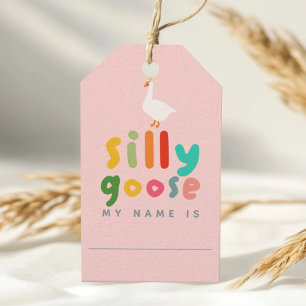 Etiquetas Para Regalos Relleno de adopción de ganso rosa Favor de cumplea