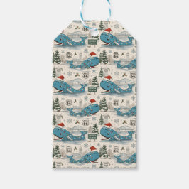 Etiquetas Para Regalos Relleno de calcetín de ballena azul alegre