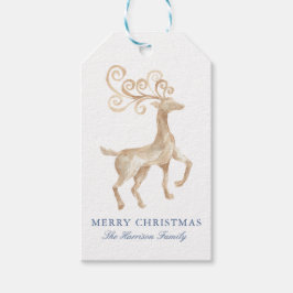 Etiquetas Para Regalos Reno de Navidad en azul acuarela Navidad