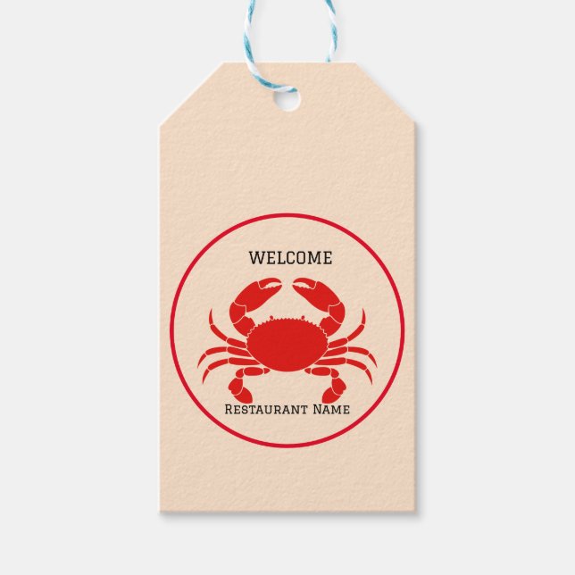 Etiquetas Para Regalos Restaurante de marisco bienvenido Crab Personalize (Anverso)