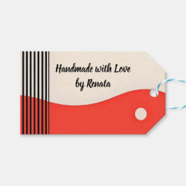 Etiquetas Para Regalos Resumen de arte moderno lineal en negro y Naranja