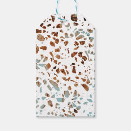 Etiquetas Para Regalos Resumen Terrazzo Mosaic Rust Brown & Blue Pattern