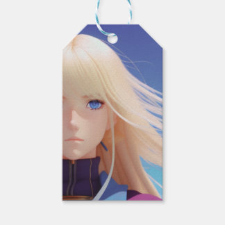 Etiquetas Para Regalos Retrato de chica anime rubia ojos azules viento so