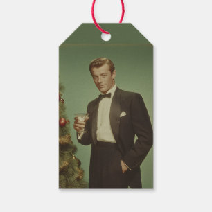 Etiquetas Para Regalos Retrato de Elegancia Navideña Vintage