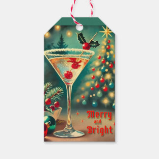 Etiquetas Para Regalos Retro 50 Merry Bright Navidades Cocktail Martini