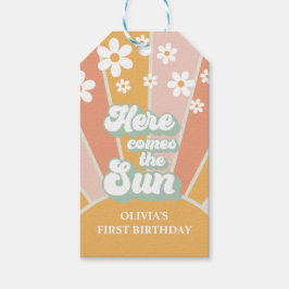 Etiquetas Para Regalos Retro Aquí viene el Sol Daisy boho cumpleaños