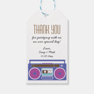 Etiquetas Para Regalos Retro Boombox Indie Mixtape Boda Purple Indigo