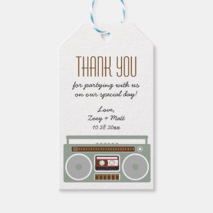 Etiquetas Para Regalos Retro Boombox Indie Mixtape Boda Rojo / Negro