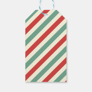Etiquetas Para Regalos Retro Candy Cane Navidades Strips Red Green
