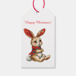 ETIQUETAS PARA REGALOS RETRO CHRISTMAS BUNNY GIFT TAG