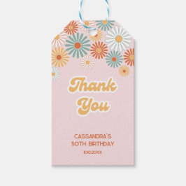 Etiquetas Para Regalos Retro Daisy Boho Groovy Floral Birthday