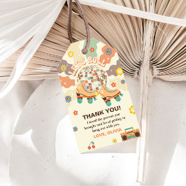 Etiquetas Para Regalos Retro Disco Roller Skate Primer Cumpleaños