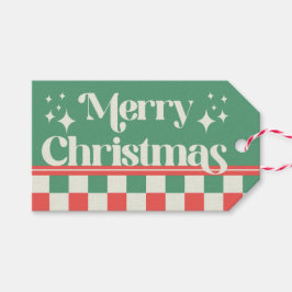 Etiquetas Para Regalos Retro Green and Pink Christmas Check