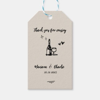 Etiquetas Para Regalos Retro Grey Hand Drawn Illustrated Wedding 