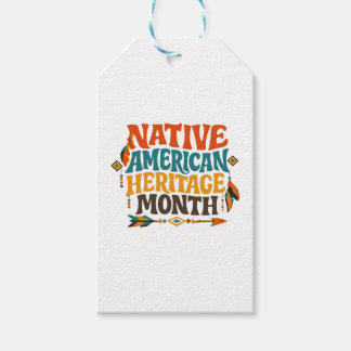 Etiquetas Para Regalos Retro Groovy Mes de la Herencia Nativa Americana