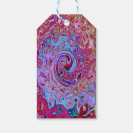 Etiquetas Para Regalos Retro Groovy Resumen Lavender y Mágenta Swirl