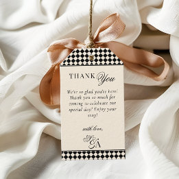 Etiquetas Para Regalos Retro Marfil Negro Agradecimiento de Boda de Diner